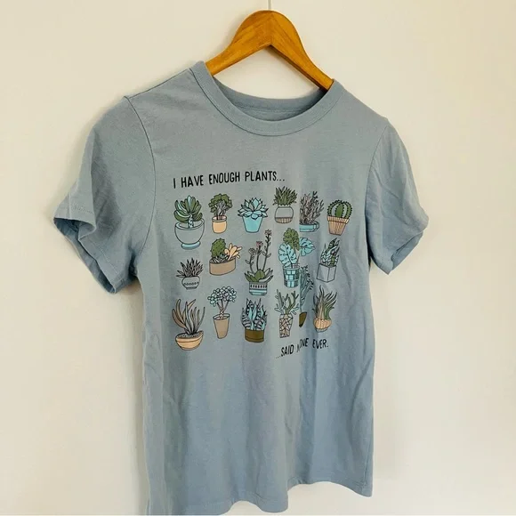 Blue Graphic Plant T Shirt I Have Enough Plants Said No One Ever Cute Mom - Picture 3 of 7